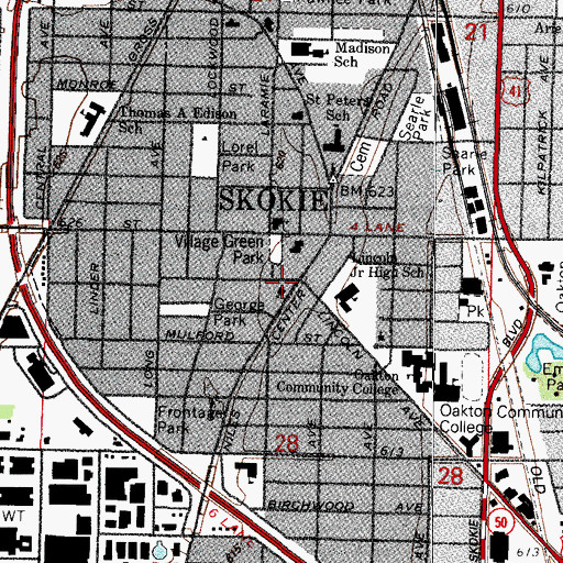 Topographic Map of Saint Paul Lutheran Church, IL