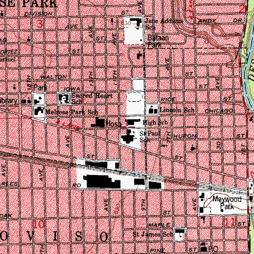 Topographic Map of Saint Paul Lutheran School, IL