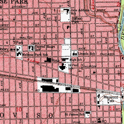 Topographic Map of Saint Paul Lutheran School, IL