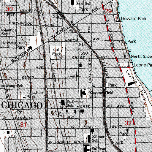 Topographic Map of Saint Pauls Church by the Lake, IL