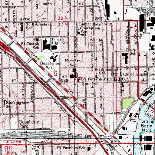 Topographic Map of Saint Peter and Paul Roman Catholic Church, IL