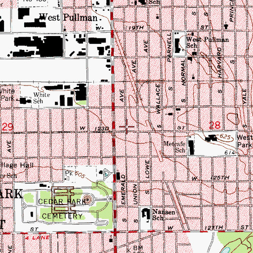 Topographic Map of Saint Peter and Paul School, IL