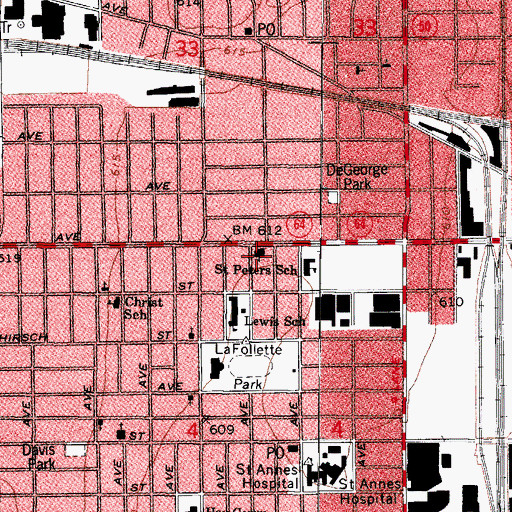 Topographic Map of Saint Peter Canisius Church, IL