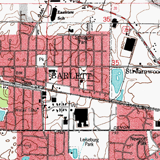 Topographic Map of Saint Peter Damien Catholic Church, IL