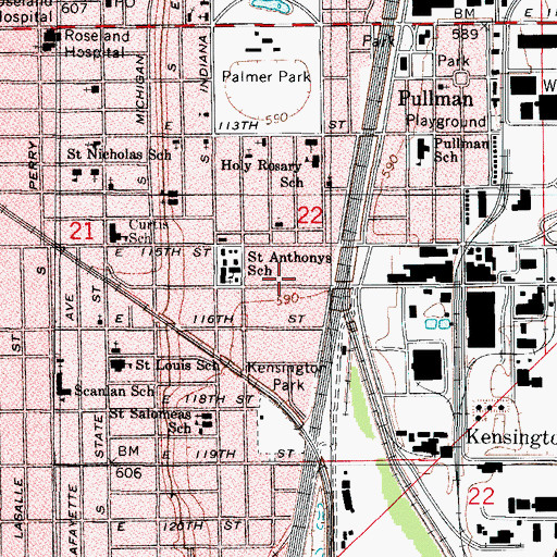 Topographic Map of Saint Peters Spiritual Church of Faith, IL