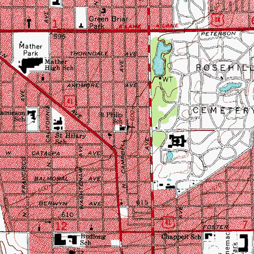 Topographic Map of Saint Philip Evangelical Lutheran Church, IL