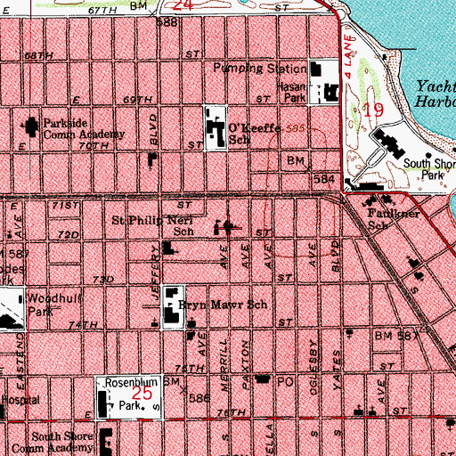 Topographic Map of Saint Philip Neri Roman Catholic Church, IL