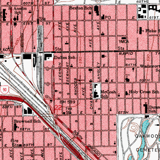 Topographic Map of Saint Phillips African Methodist Episcopal Zion Church, IL