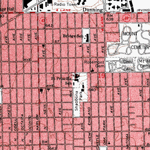 Topographic Map of Saint Priscillas Roman Catholic Church, IL