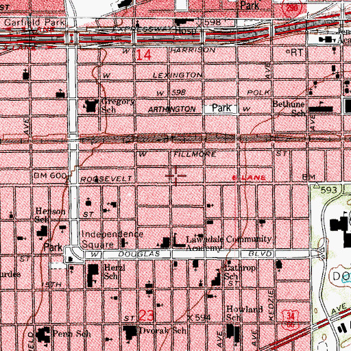 Topographic Map of Greater Calvary Spiritual Church, IL