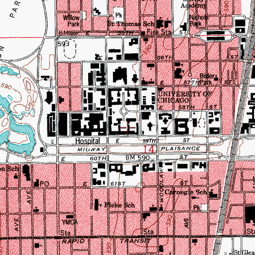 Topographic Map of Harold Leonard Stuart Hall, IL