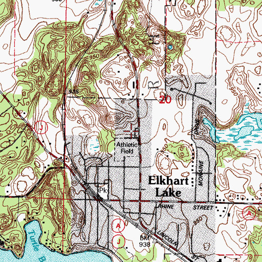 Topographic Map of Elkhart Lake High School, WI