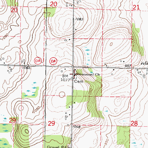 Topographic Map of Emmanuel Lutheran Cemetery, WI