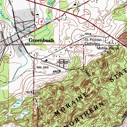 Topographic Map of Greenbush Cemetery, WI