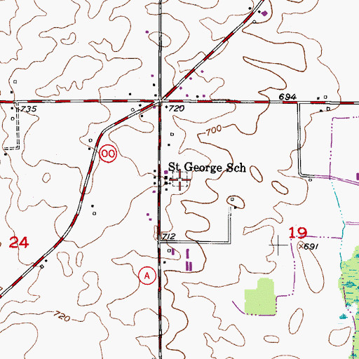 Topographic Map of Saint George Catholic Cemetery, WI