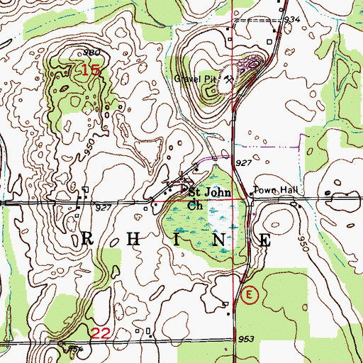 Topographic Map of Saint Peter Evangelical Cemetery, WI