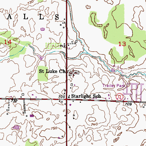 Topographic Map of Saint Luke Lutheran Cemetery, WI