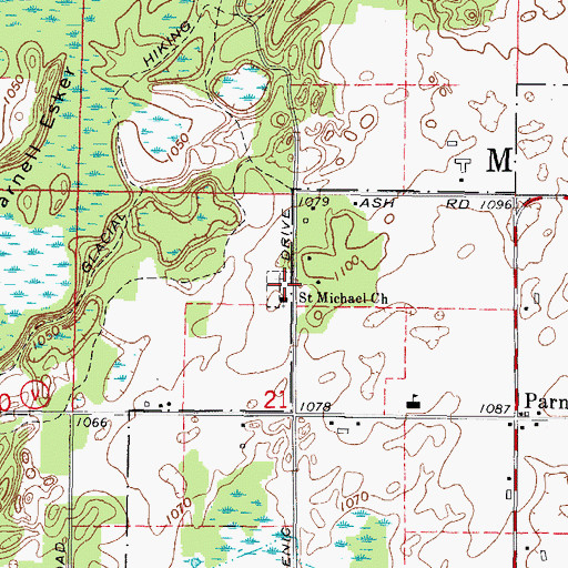Topographic Map of Saint Michael's Cemetery, WI