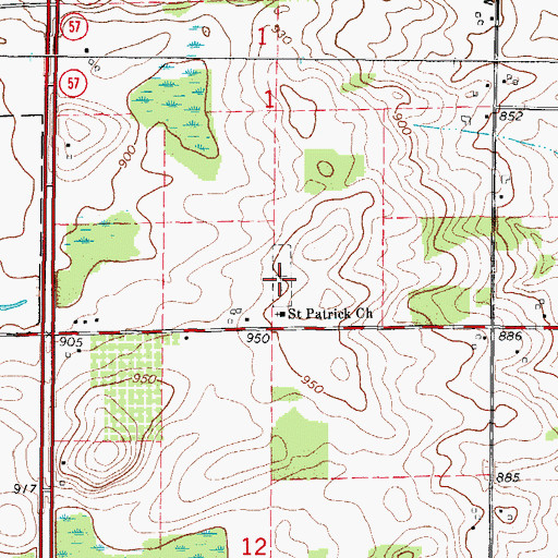 Topographic Map of Saint Patrick Catholic Cemetery, WI
