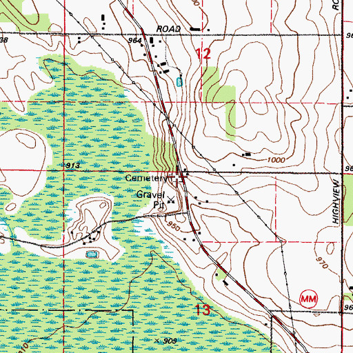 Topographic Map of Saint Paul's Christian Cemetery, WI