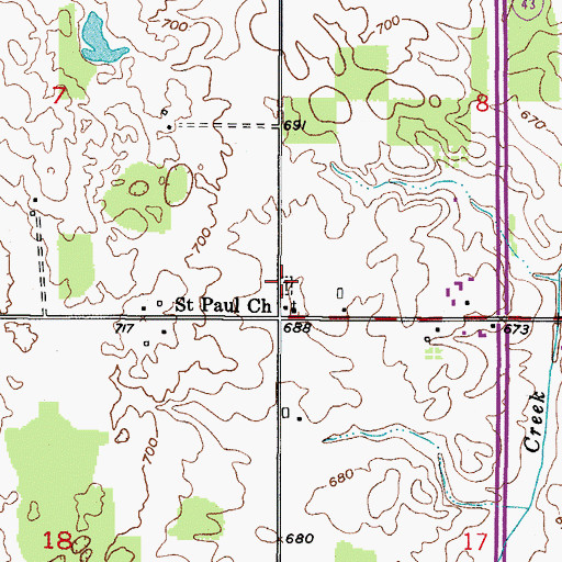 Topographic Map of Saint Paul's Cemetery, WI