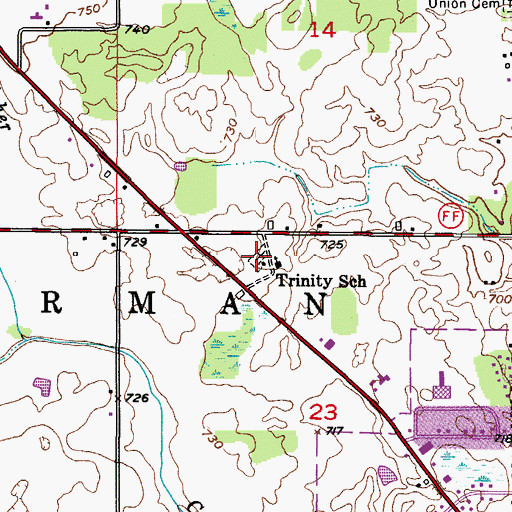 Topographic Map of Trinity Lutheran Cemetery, WI