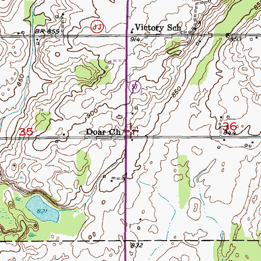 Topographic Map of Zoar Salem Cemetery, WI