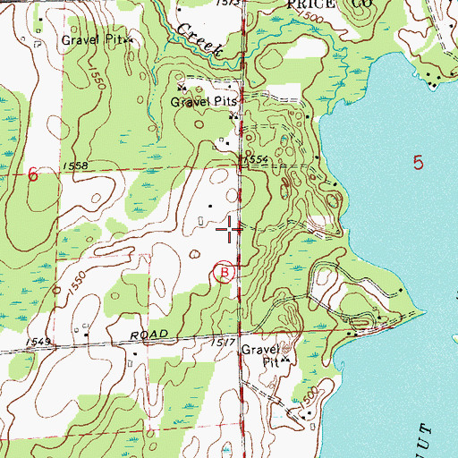 Topographic Map of Butternut School (historical), WI