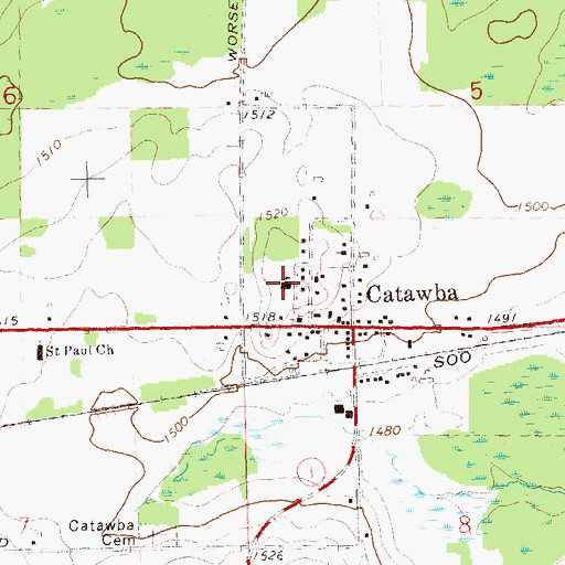 Topographic Map of Catawba Middle School, WI