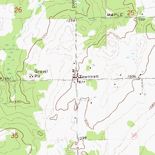 Topographic Map of Georgetown Townhall, WI
