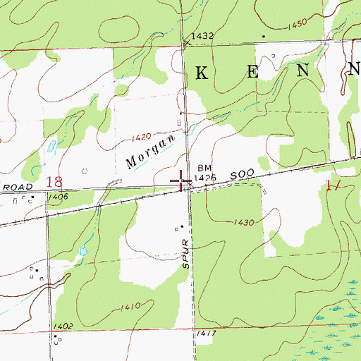 Topographic Map of Hawkins Road School (historical), WI