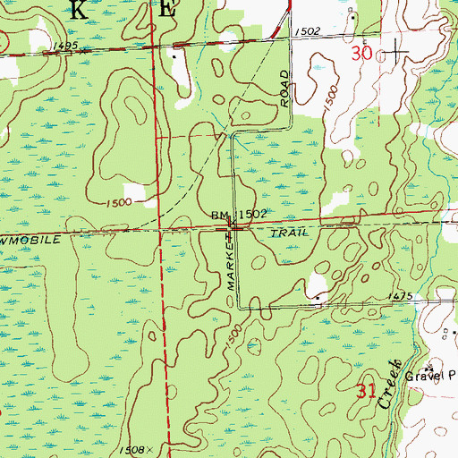 Topographic Map of Kaiser (historical), WI