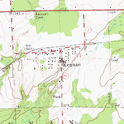 Topographic Map of Kennan Elementary School, WI