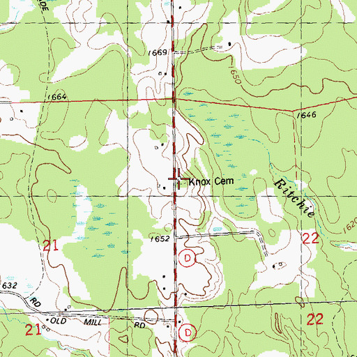 Topographic Map of Knox Church (historical), WI