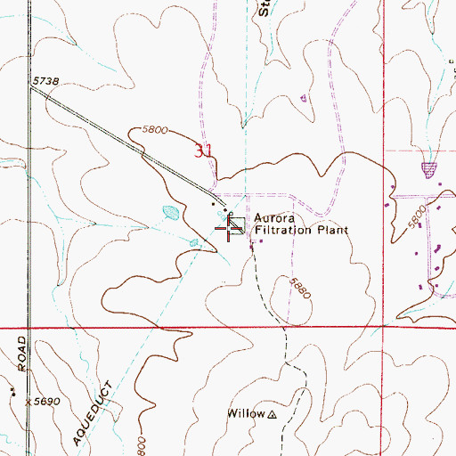 Topographic Map of Aurora Filtration Plant, CO