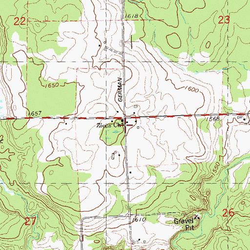 Topographic Map of Liberty School (historical), WI