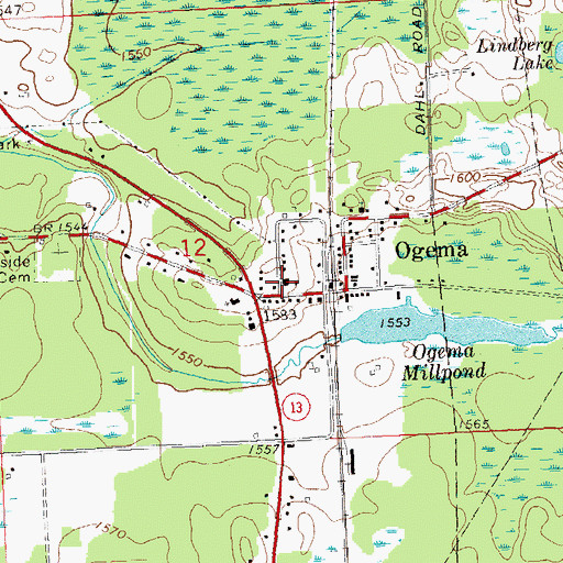 Topographic Map of Ogema Elementary School, WI