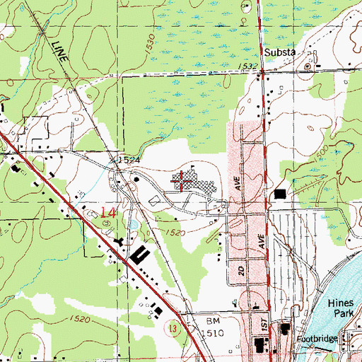 Topographic Map of Chequamegon High School, WI
