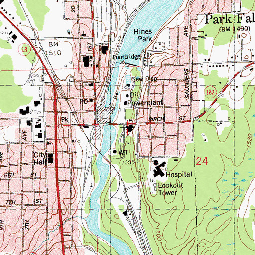 Topographic Map of Park Manor Nursing Home, WI