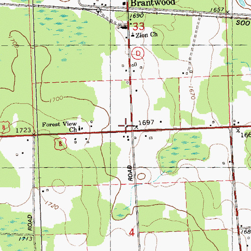 Topographic Map of Pershing School (historical), WI