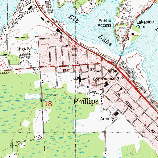 Topographic Map of Phillips Elementary School, WI