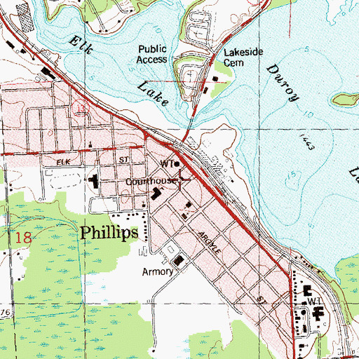Topographic Map of Price County Courthouse, WI