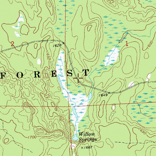 Topographic Map of Willow Springs Camp Ground (historical), WI