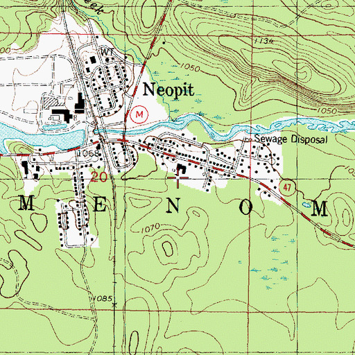 Topographic Map of Menominee Indian Middle School, WI