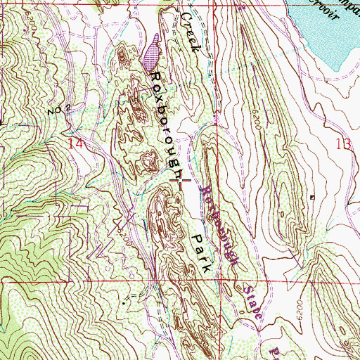 Topographic Map of Roxborough Park, CO