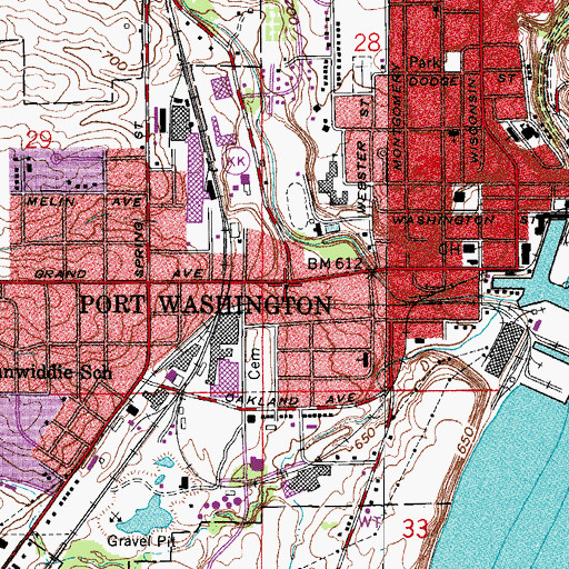 Topographic Map of Grand Avenue Evangelical United Brethren Church (historical), WI