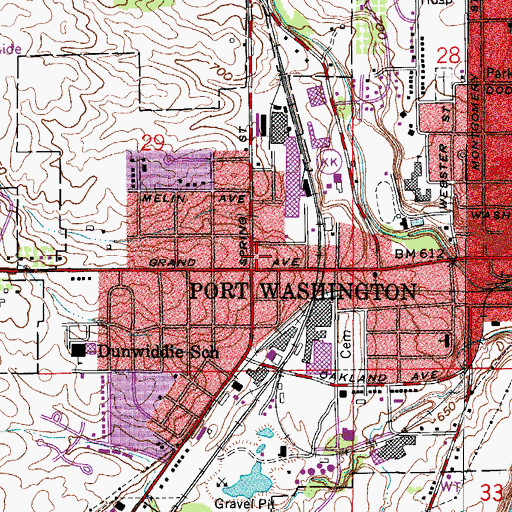 Topographic Map of Hill Public School (historical), WI