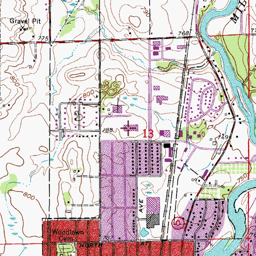 Topographic Map of John Long Middle School, WI