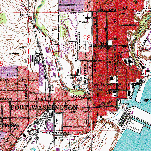 Topographic Map of Port Washington High School, WI