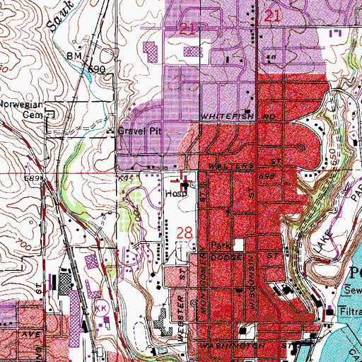 Topographic Map of Saint Alphonsus Hospital, WI